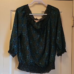 Elegant Blue and Green Women's Top